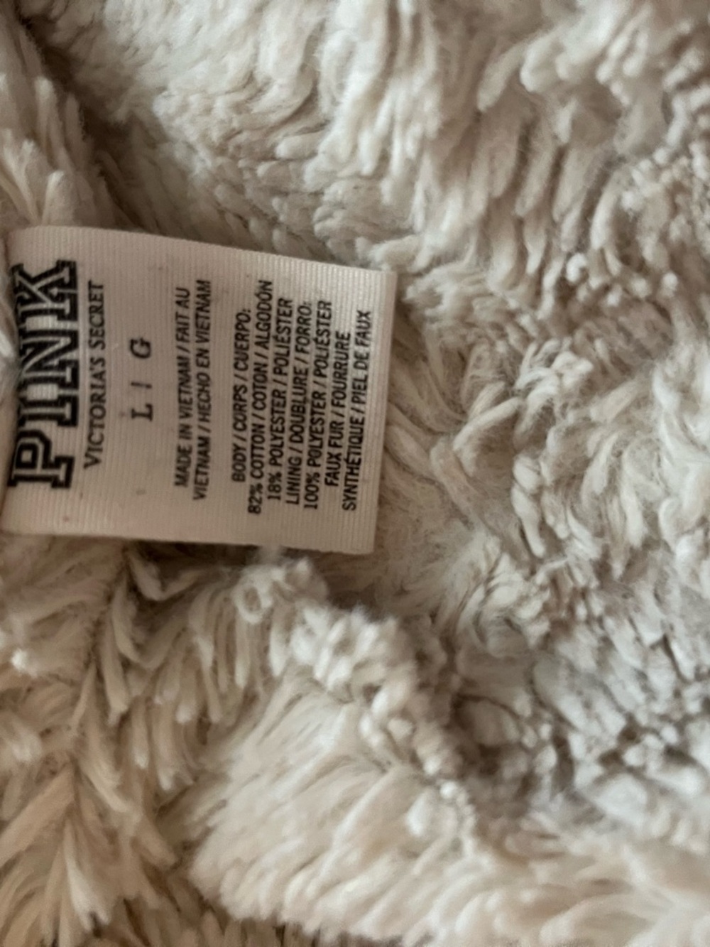 Vintage Y2K Pink Victoria's Secret- fleece lined Plush Hoodie - Cream - Picture 5 of 8